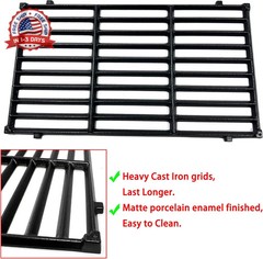 DC131 17.5″ 7637 Cast Iron Grill Grates Replacement for Weber Spirit 200 Series,