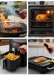0.5 Sec Instant Read Meat Thermometer Digital with Auto Rotate Red & Black