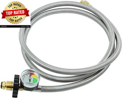 6FT Upgraded Braided Universal POL 1/4 Inch NPT & Inverted Male Flare Propane Ta