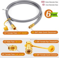6 FT 1/2″ ID Natural Gas Hose with Quick Connect Fitting | Natural Gas Conver…