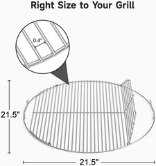 Hinged Grill Grate for Weber 22 Charcoal Grills Original Kettle Master Touch