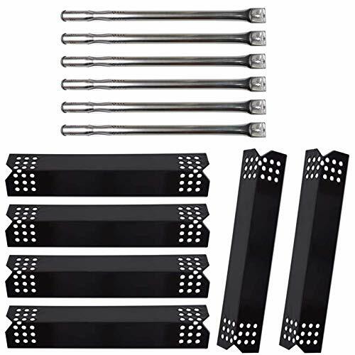 6 Pcs Stainless Steel Burner Tubes+Heat Plate Shields Flame Gas 14 9/16x 3 1/4