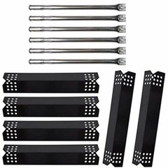 6 Pcs Stainless Steel Burner Tubes+Heat Plate Shields Flame Gas 14 9/16x 3 1/4