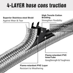 6FT Braided Propane Regulator Hose w/ 90° Elbow for Blackstone 17/22 Griddle
