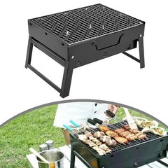 Black Steel Charcoal Grill for Easy Transport and Setup in Outdoor Events