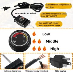 Upgrade 1650W Electric Smoker Heating Element with Adjustable Thermostat Cont