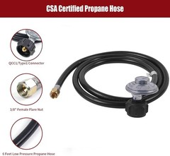 2 FT Universal Grill Regulator and Hose for Most LP Gas Grill, 2FT, Black