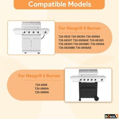 BQMAX Grill Parts for Nexgrill 4 Burner Gas 720-0830H 17″(4-Burner SS)