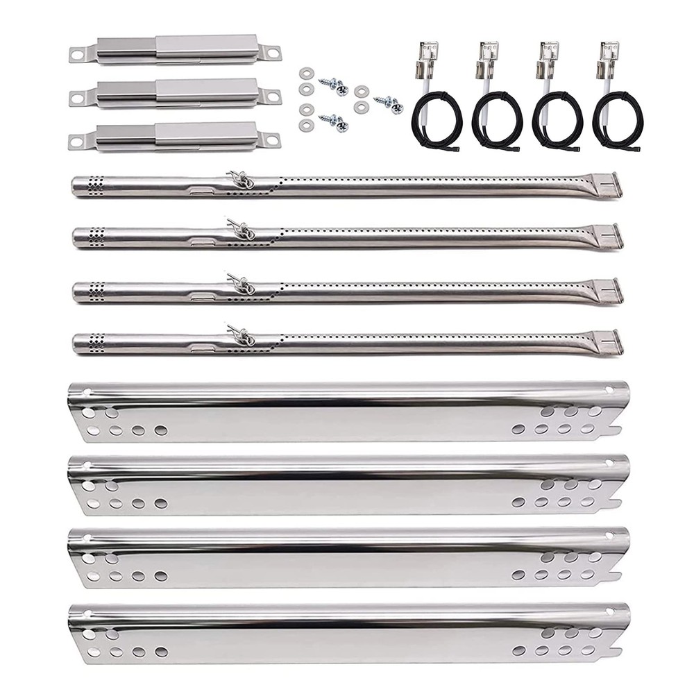 Grill Burner Heat Plate Shield Crossover Tube Igniter Kit 4 Burner 15 1/2 Inch