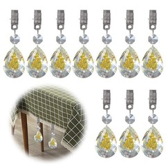 10 Pcs AB Crystal Glass Prisms Pendant Tablecloth Weights with Metal Clips