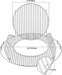 Double-Side Hinged Cooking Grate, Gourmet BBQ System Replaced Grilling Grate fo