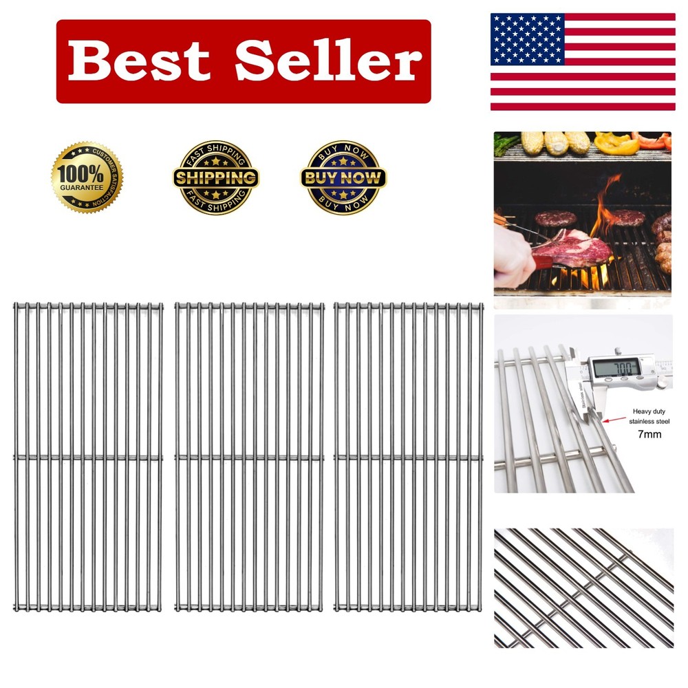 High-Quality 19 1/4″ Stainless Steel Grill Grates—3-Pack for Effortless Grilling
