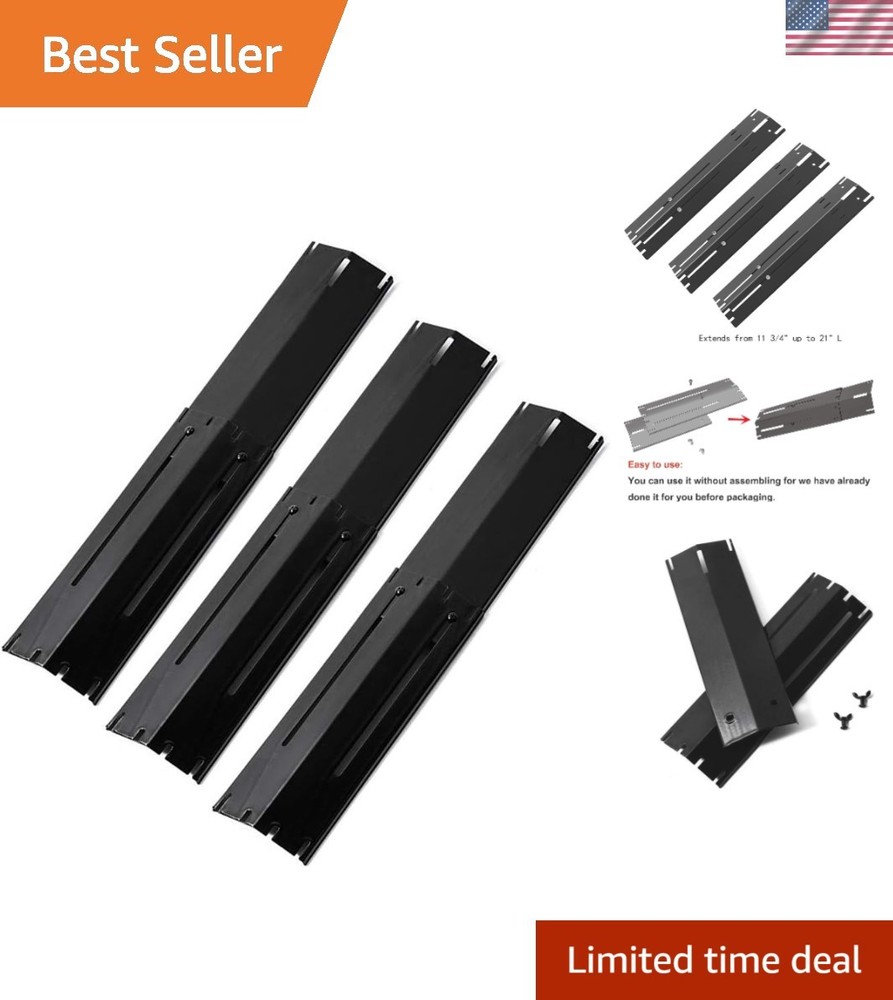 Adjustable Porcelain Steel Grill Heat Plates – Extends 11.75″ to 21″, Set of 3