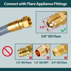 10ft Natural Gas Hose for Weber, Char-Broil, Pizza Oven