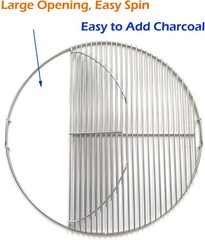 Upgraded 18″ Stainless Steel Hinged Grill Grate for Weber – 2-Zone Cooking