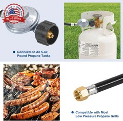 GasSaf 2FT Propane Regulator with Hose for Weber Grills, Blackstone Griddles, He