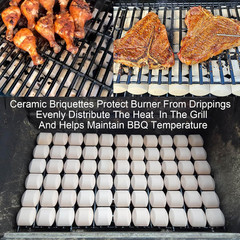 Ceramic Briquettes for Turbo Nexgrill Gas Grill Models 2 X 2 X 0.8 Inch 50 Pcs