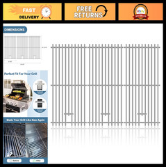 Stainless Steel Grill Grates Replacement for 3 Burner Gas Grills – Fits Kitchena