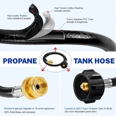 Propane Adapter Hose and Gas Grill Regulator 3 FT Fit for Blackstone 17”, 22” Ta