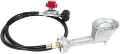 GasOne High Pressure Cast-Iron Round Burner w/ Brass Fitting, Regulator & Hose