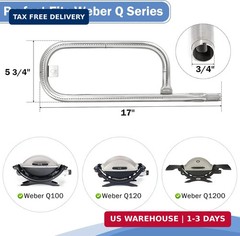Criditpid 60040 17″ Burner Tube for Weber Q100 Q120 Q1000 Q1200 Baby Q Gas Grill