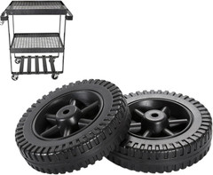 2 Black Blow Molded Plastic Grill Wheels with Cover Easy Install Replacements