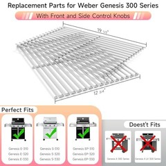 2pcs Stainless Steel Cooking Grill Grates for Weber, 19.5” x 25.5” | Grill