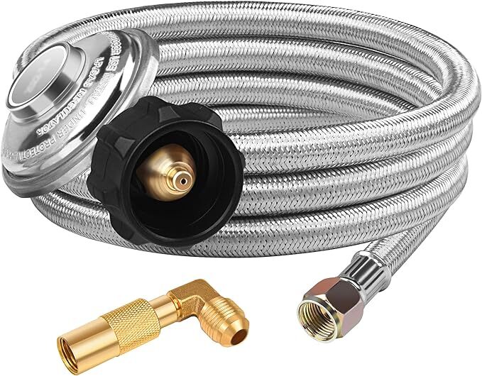 Grill Stainless Braided Propane Hose Regulator and Adapter For Blackstone 17/22″