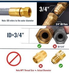 1/2 inch ID Natural Gas Grill Hose with Quick Connect Fittings, Natural 15 Feet