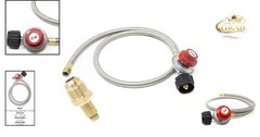 Gasone 4ft Propane Regulator & Brass Orifice Steel Braided Hose 20 Psi