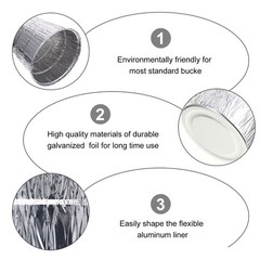 Galvanized Foil Grease Bucket Liner Silver Adults 12Pcs 4.72X4.13X3.34in