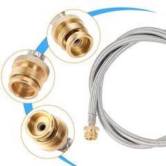 6FT Stainless Braided Propane Adapter Hose + Gauge 1lb to 20lb Propane Converter