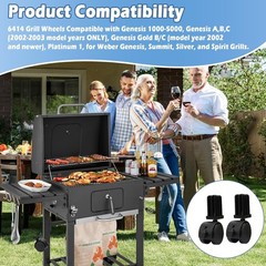 6414 Grill Wheels Replacement Includes Caster Insert Compatible with Weber，G-…