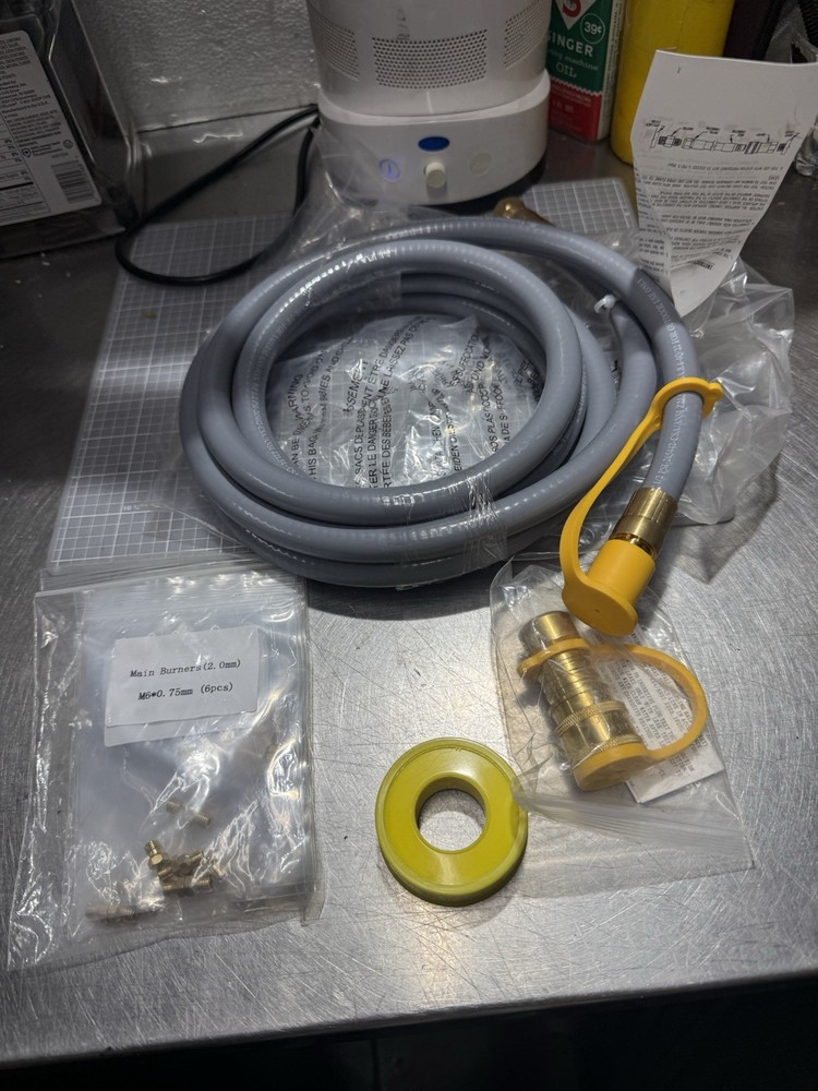 Natural Gas Conversion Kit 12ft 1/2” Quick Connect Hose CSA Certified + 6 Burner