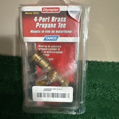 Camco 59113 Olympian 4-Port Brass Propane Tee Supply & Regulator Factory Sealed