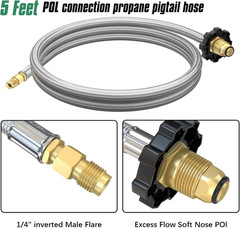 Propane Brass 4 Port Tee Kit Propane Brass Tee Adapter Kit 5FT and 12FT Stainles