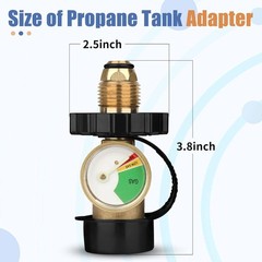 Propane Tank Adapter & Gauge Converts POL LP Tank Service Valve to QCC1 / Type 1