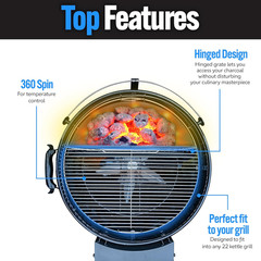 Easyspin Charcoal Grill Cooking Grate for Weber 22” Kettles 304 Stainless Steel
