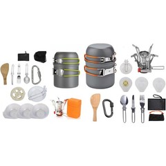 Aluminum Alloy Mess Kit with Folding Handles Pot Pan Stainless Utensils