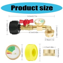 Propanes Connection Quick Connecting Adapter Metal Propanes Fitting with Gauge