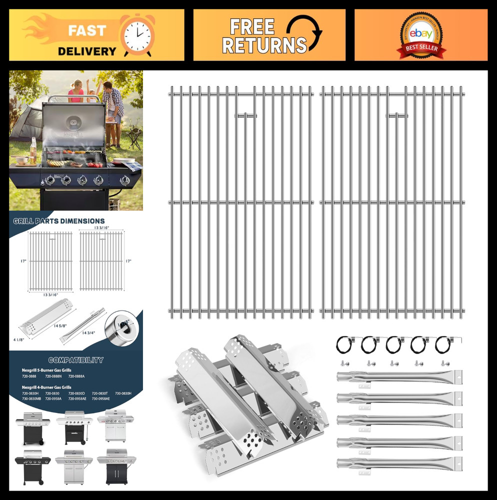 Replacement Grill Parts for 5 Burner & 4 Burner Grills – Stainless Cooking Grate