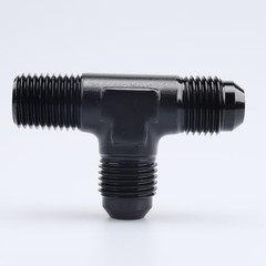 -10 AN Male Flare to 1/2″ NPT on 2 x 10AN to 1/2 NPT Flare Tee on Run black