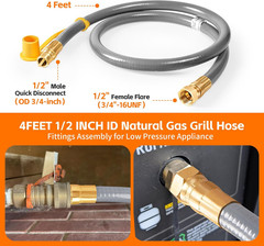 4 FT 1/2″ ID Natural Gas Grill Hose Natural Gas Conversion Kit | Gas Hose Suitab