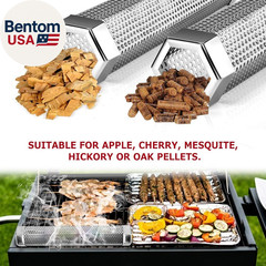 Pellet Smoker Tube 12-Inch: Stainless Steel Wood Pellets Smoke Tube for Hot or C