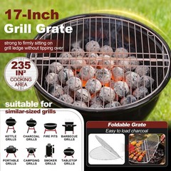 17″ Heavy-Duty Stainless Steel Grill Grate Replacement | Foldable, Non-Stick, Fi