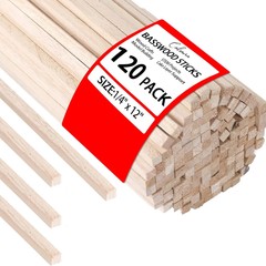 1/4 x 12 Inch 120 PCS Balsa Wood Sticks, Unfinished Wood Square Dowel Rods