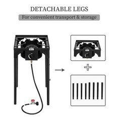 Portable Propane 75000-BTU Gas Cooker Outdoor BBQ Camping Stove Grill +Regulator