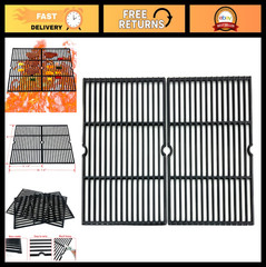 18.25″ Cast Iron Cooking Grid Grate Replacement – 2 PCS Porcelain Coated, BBQ Gr