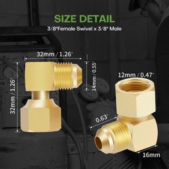 Litorange 1 PCS Propane Gas Oil 90° Elbow Connector Coupling 3/8″ Elbow, 1PCS
