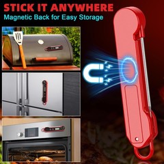Professional Digital Meat Thermometer Instant Read Waterproof – Folding Red